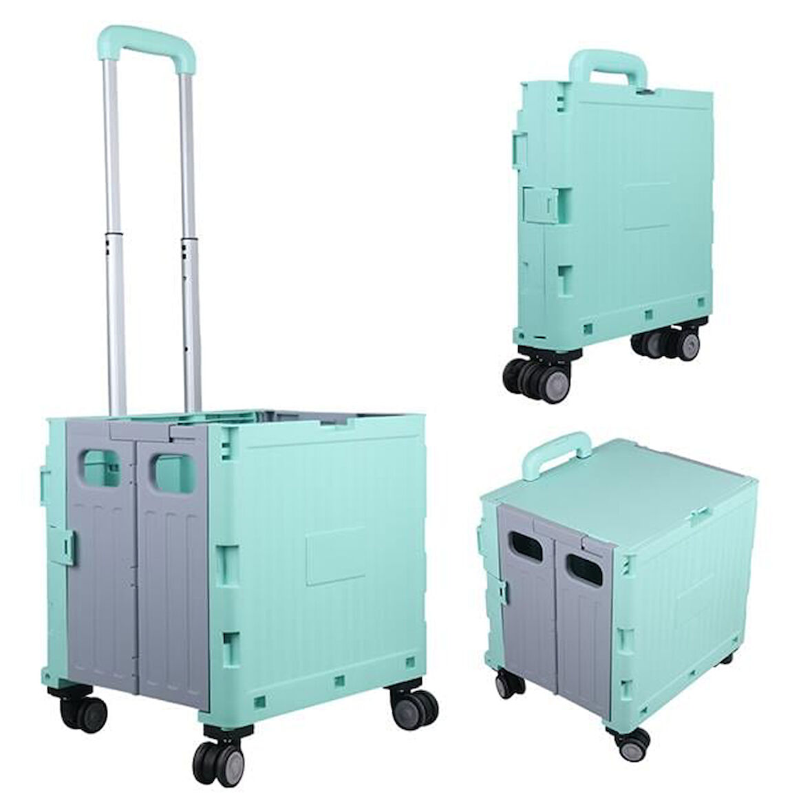 Sunup Sn-26966 Katlanabilir Market Pazar Kamp Tekerlekli Alışveriş Arabası 60Kg Kapasiteli