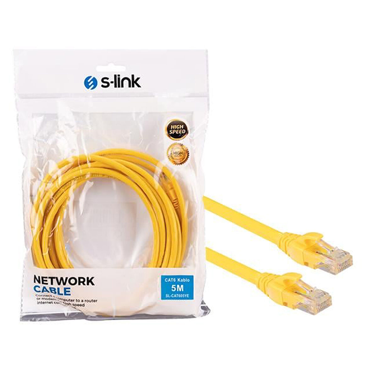 S-Link Sl-Cat605Ye Cat6 5 Metre Rj45 Patch Ethernet İnternet Kablosu