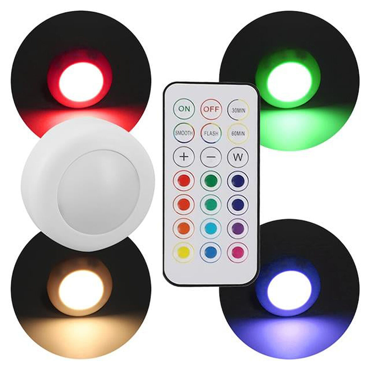 Pm-27186 Led Mobilya Merdiven Pilli Aydınlatma Yapışkanlı Kumandalı Rgb + 4000K (8'Li Paket)