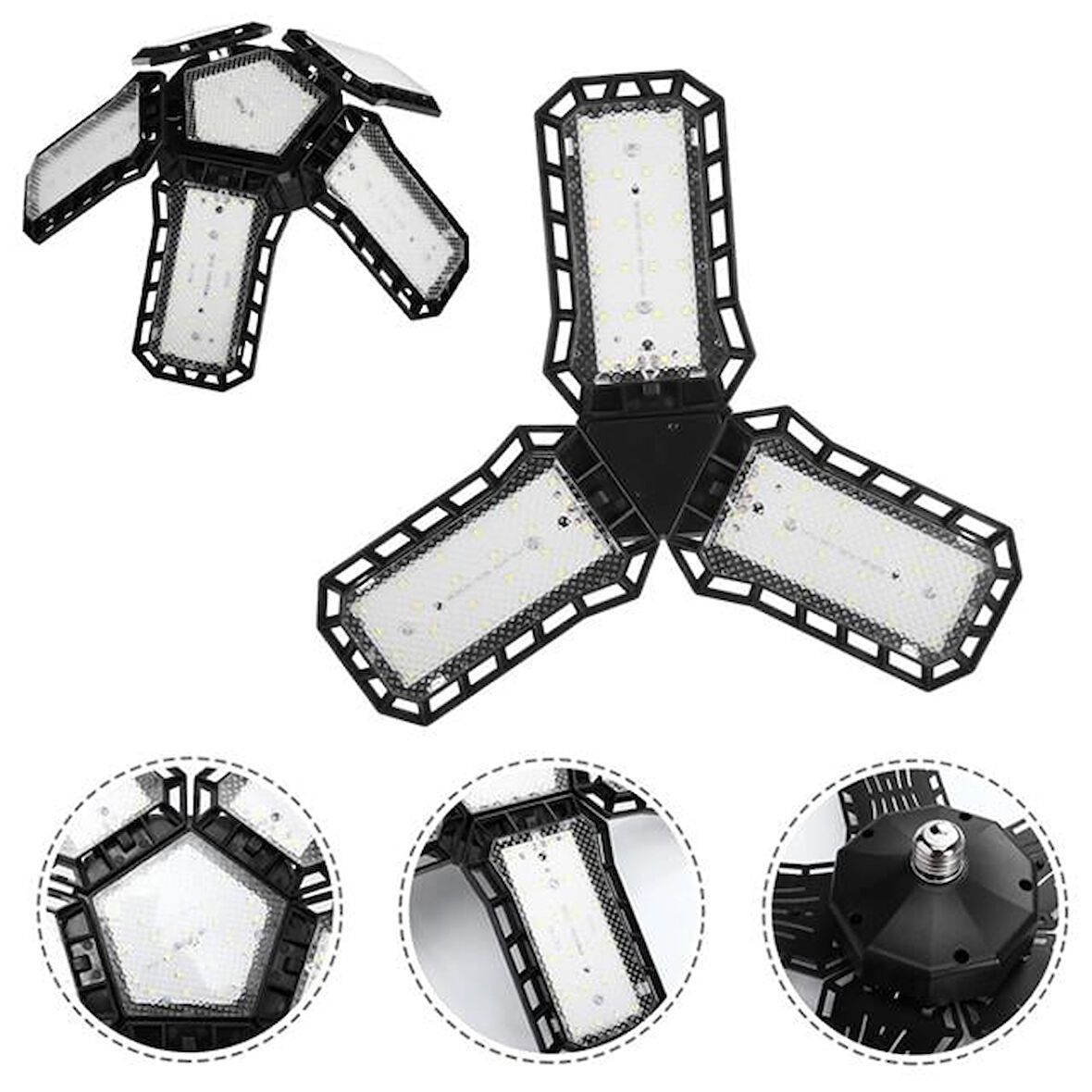 Ledx Ayarlanabilir Açılı 3 Kanatlı 72 Smd Ledli Projektör Işığı 40W 4400 Lumen E27 32Cm