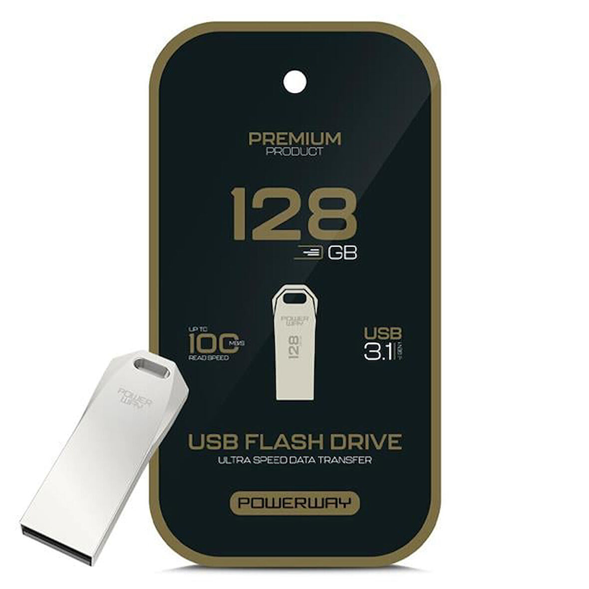 Powerway 128 Gb 100Mb/S Hızlı Usb 3.1 Metal Silver Flash Bellek