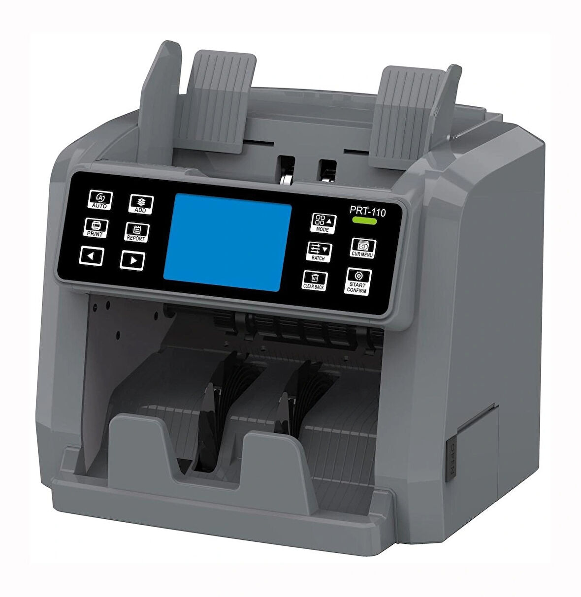 PRT-110 Para Sayma Makinesi – 10 Para Birimi, Çift CIS Sensör, Dokunmatik Ekran, Geçersiz Banknot Tespiti