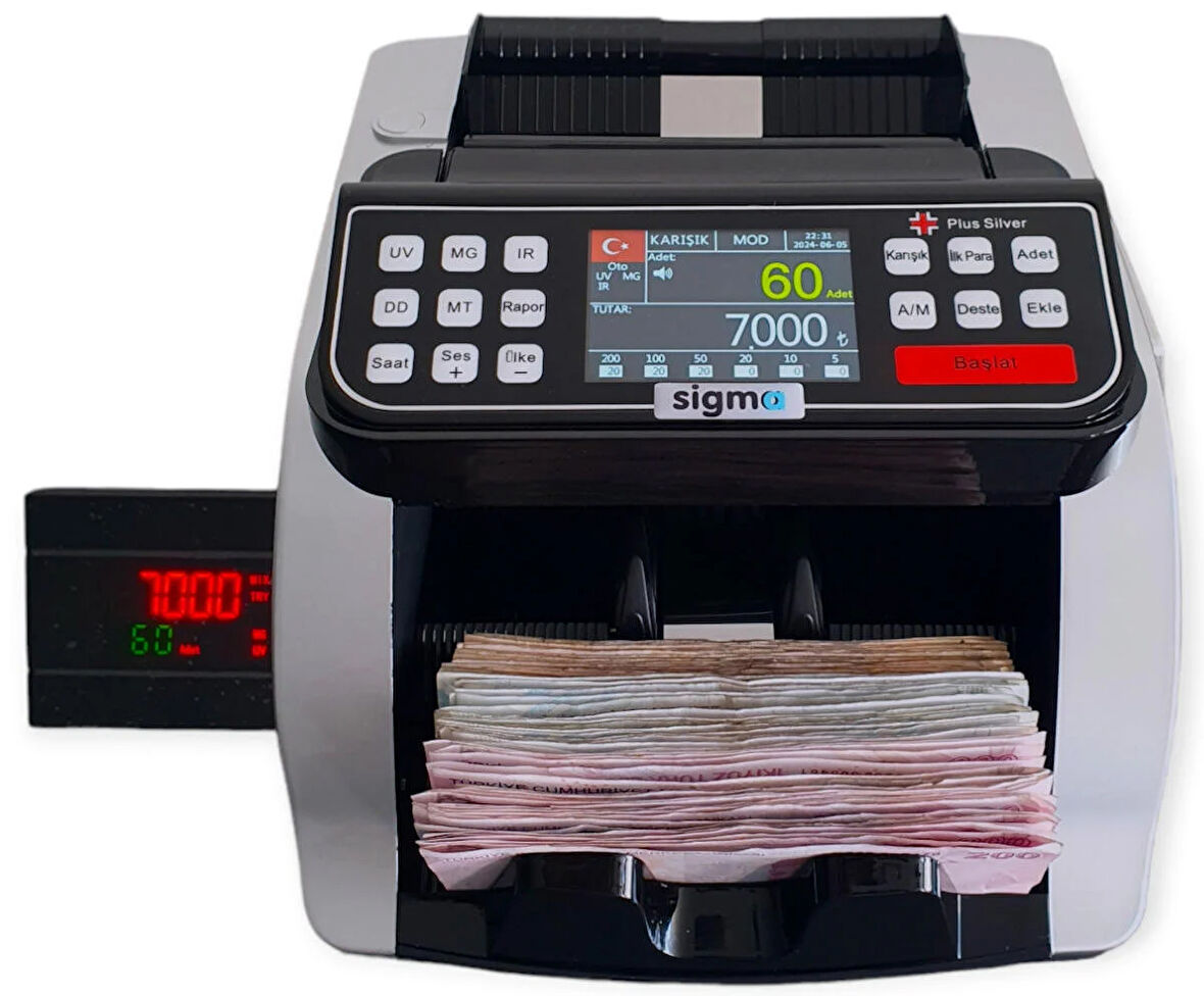 SC 7500 Ofis Tipi Geçersiz Banknot Kontrollü Para Sayma Makinesi