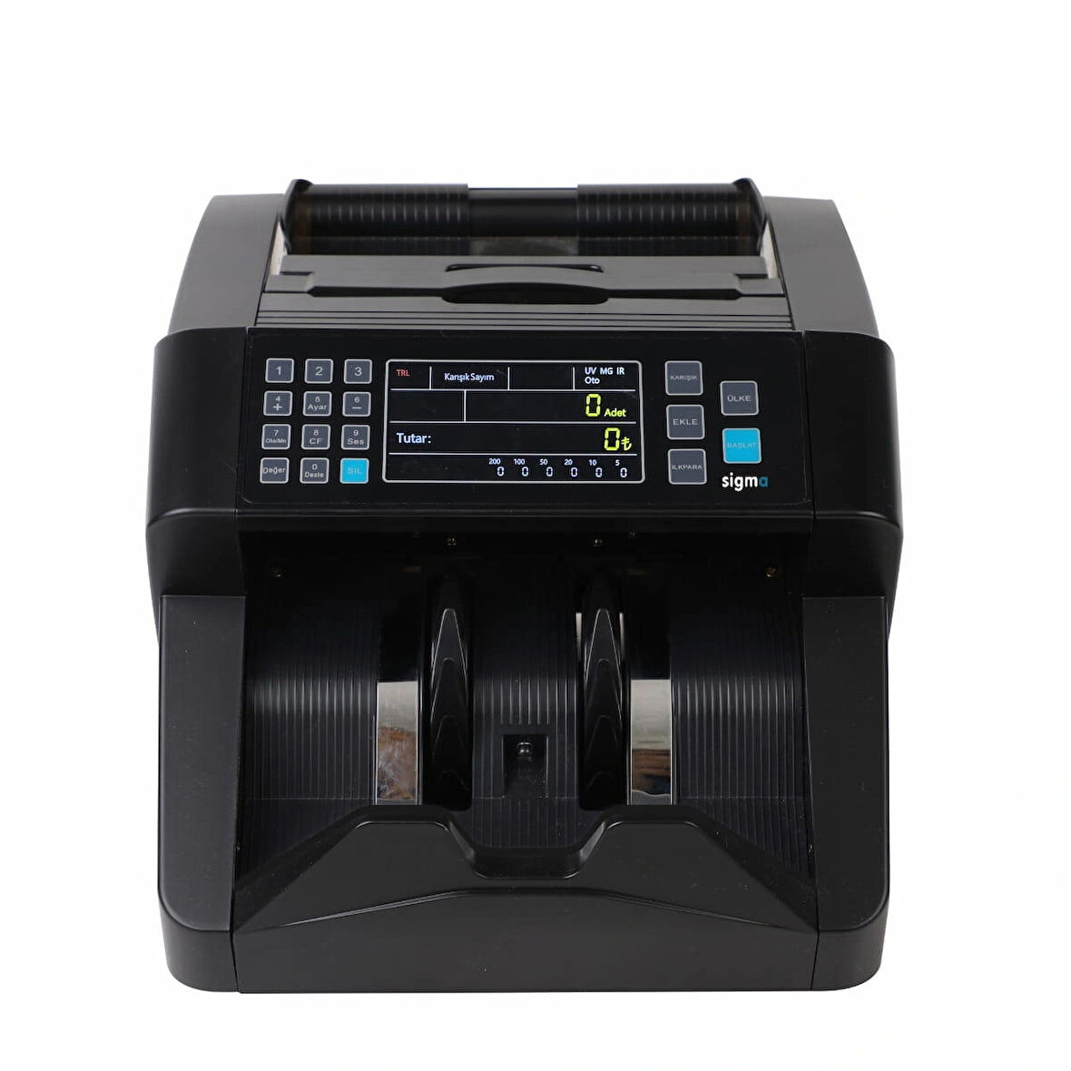Sigma SC 8000 LCD Ekranlı Karışık Sayım Para Sayma Makinesi – TL Karışık, Dolar & Euro Adet Sayımı