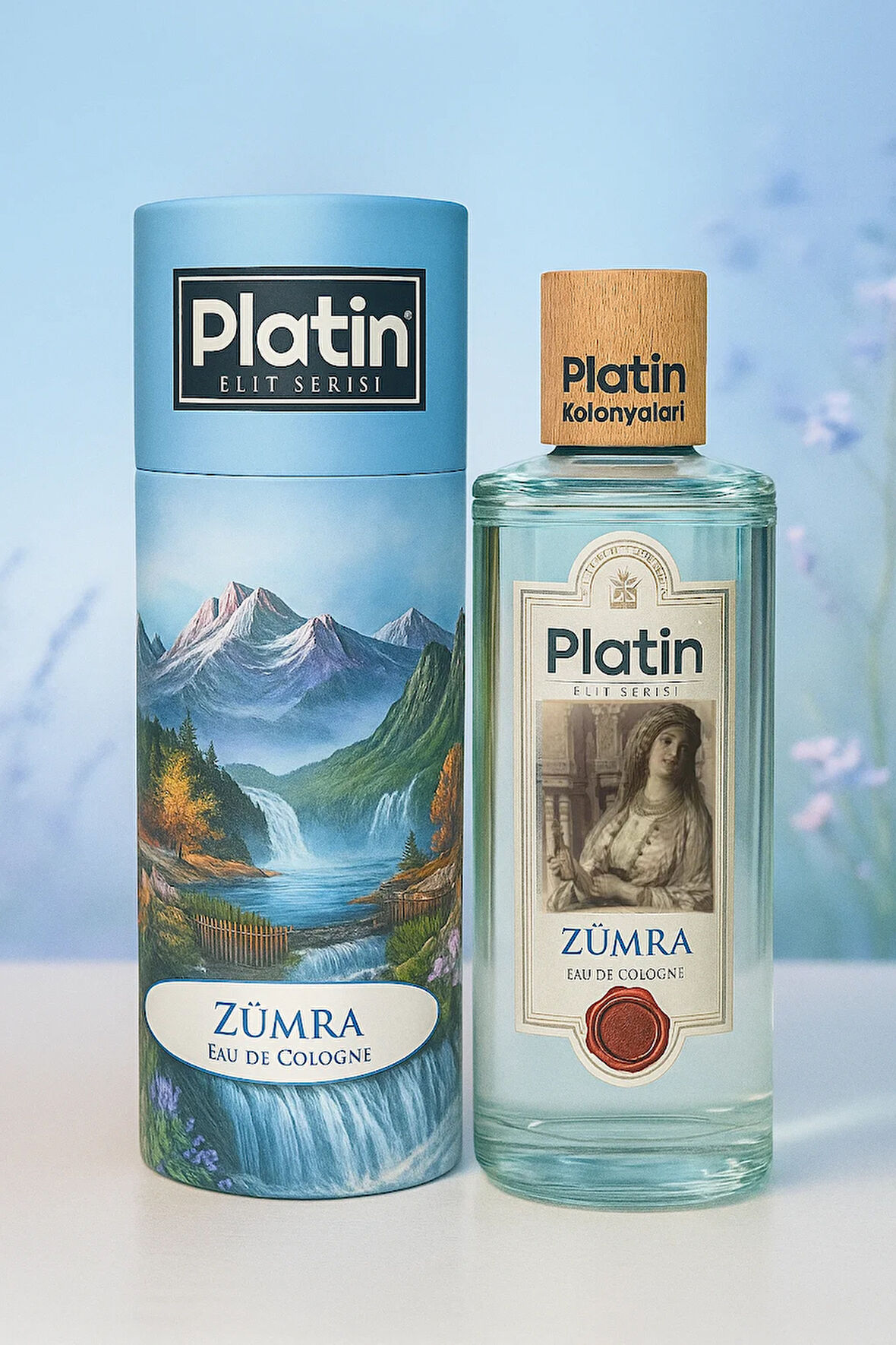 Platin Elit Serisi Silindir Kutu Ahşap Kapaklı 80° 250 Cc. Cam Şişe Zümra Çiçeği Kolonyası