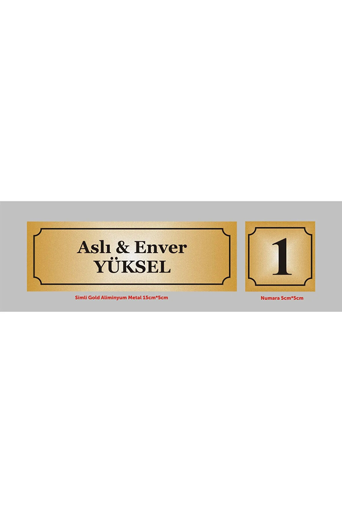 Kişiye Özel Kapı Isimliği , Gold Aliminyum levha