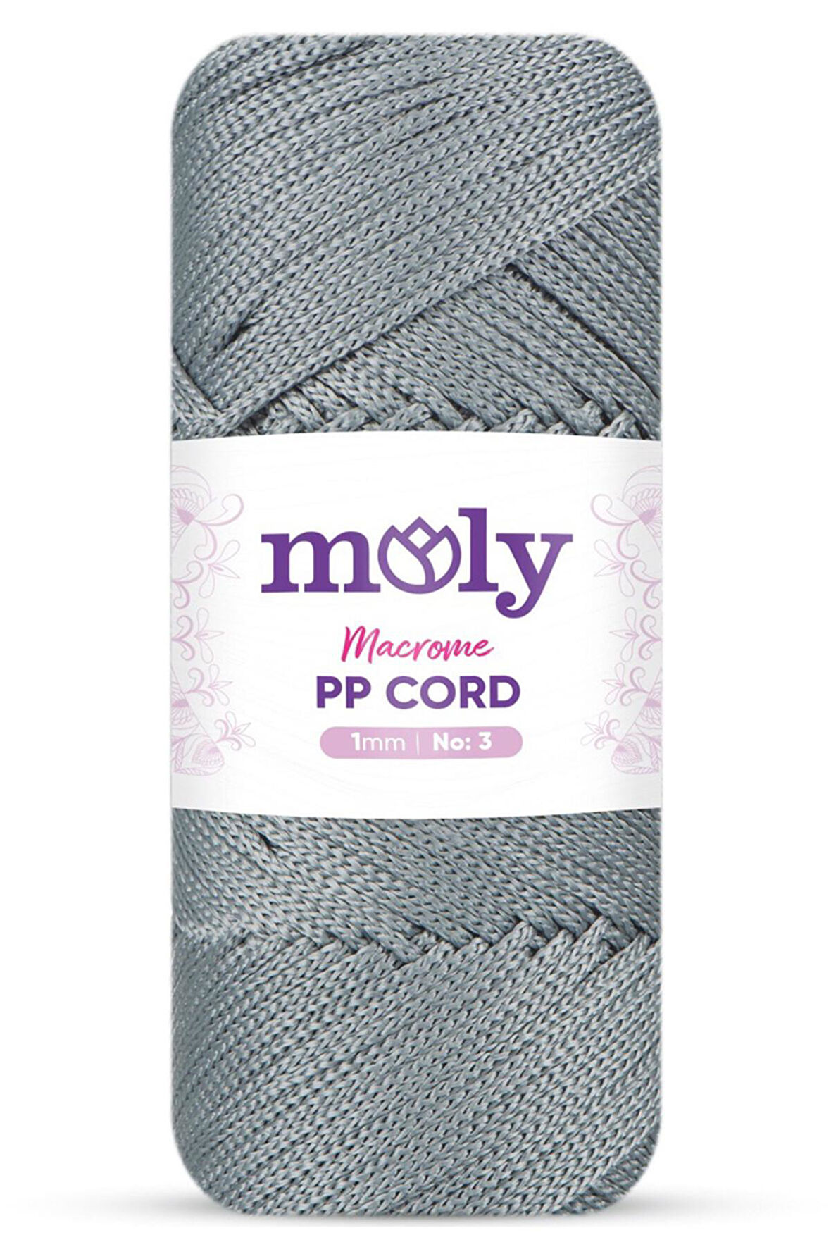 Moly PP Cord Polyester Makrome No:3 1mm 064-Orta Gri Örgü İpi 100 Gram