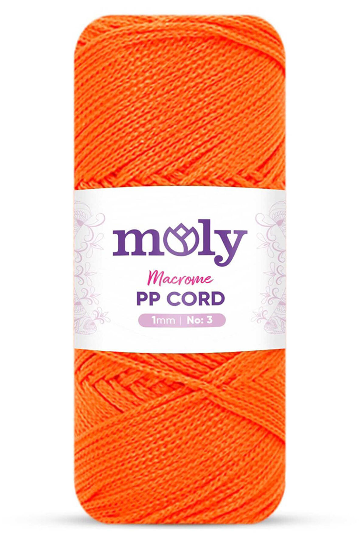 Moly PP Cord Polyester Makrome No:3 1mm 120-Portakal Örgü İpi 100 Gram