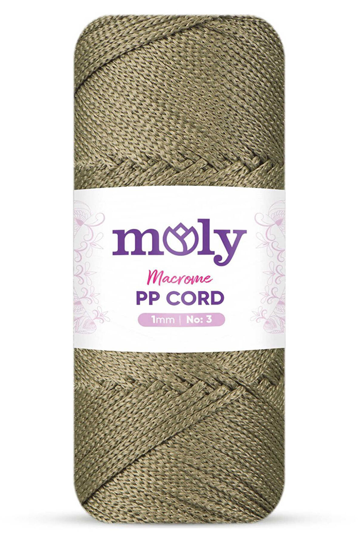 Moly PP Cord Polyester Makrome No:3 1mm 192-Haki Örgü İpi 100 Gram