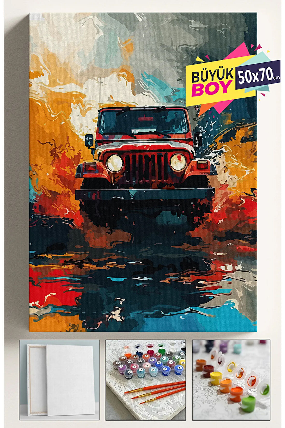 Sayılarla Boyama Seti Numaralı Tuval Fırça Boya Dahil Kasnaklı Set 50x70 Cm - SİSLİ CİP