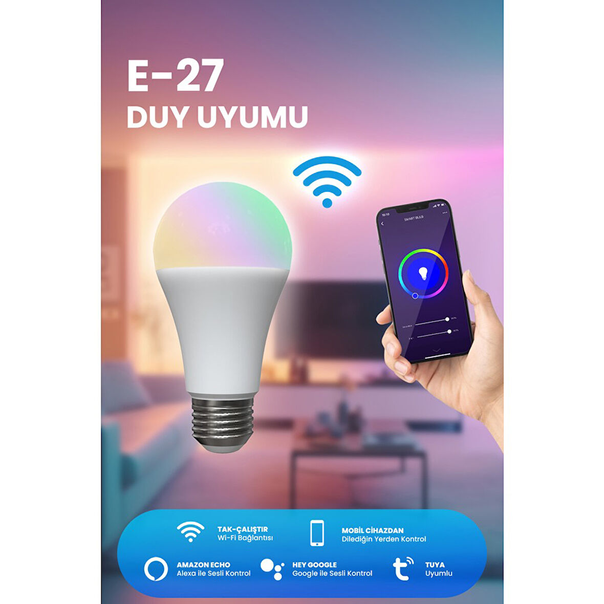 Alpsmart AS-8229 CW Akıllı Wifi Led Lamba Tuya Destekli 9W Ampül