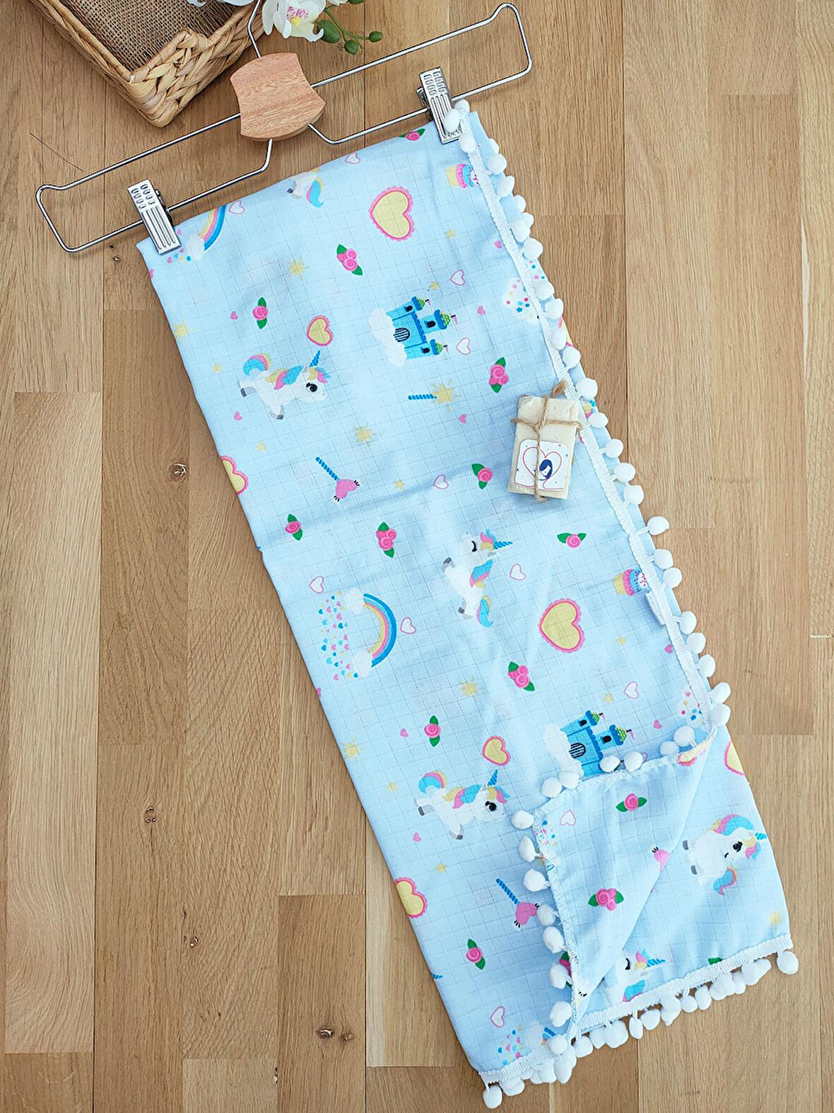 Erkek Bebek Çift Katlı Müslin Battaniye STL4951