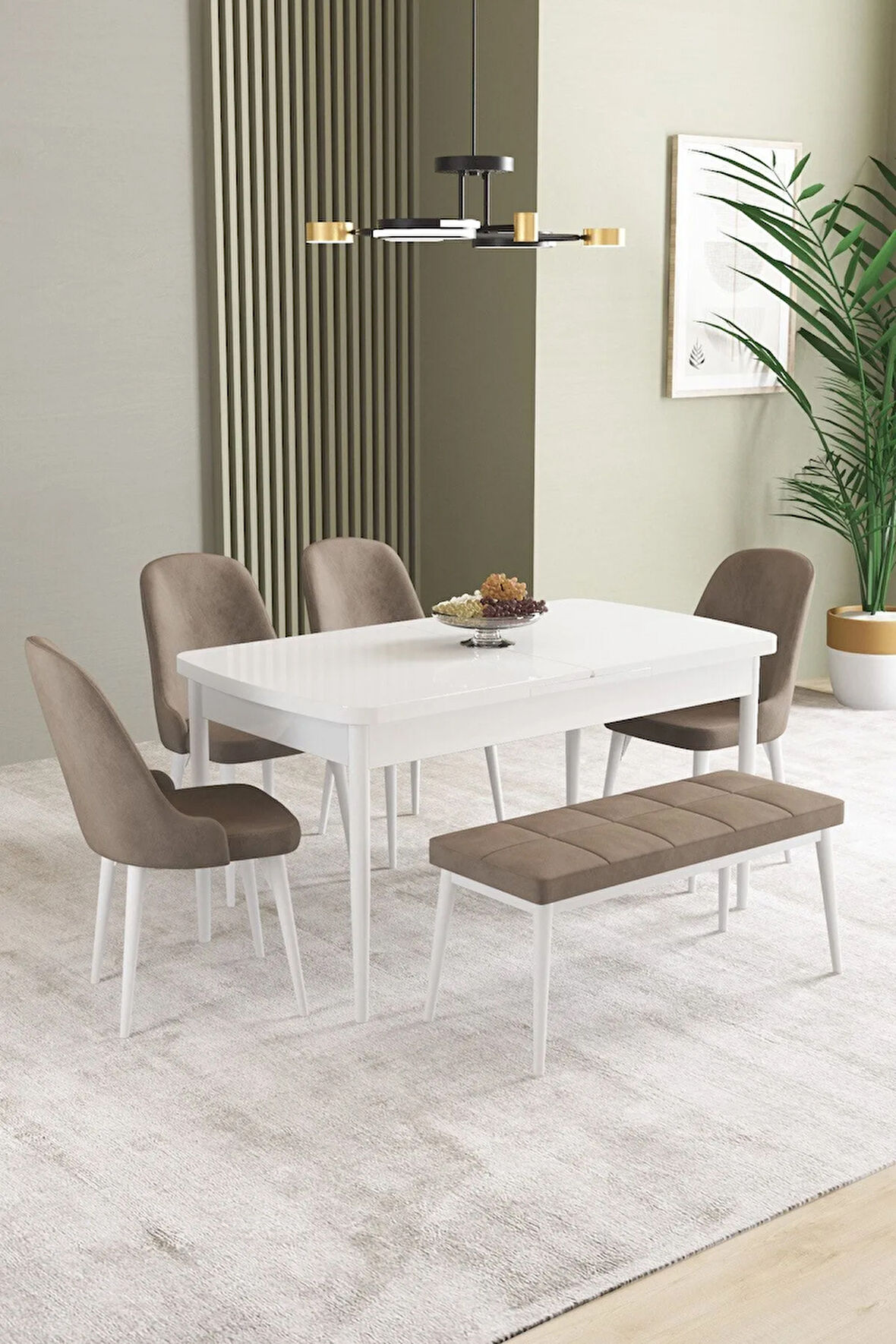 Clara Meşe Desen 80x132 Açılabilir Mutfak Masası Takımı 4  Sandalye