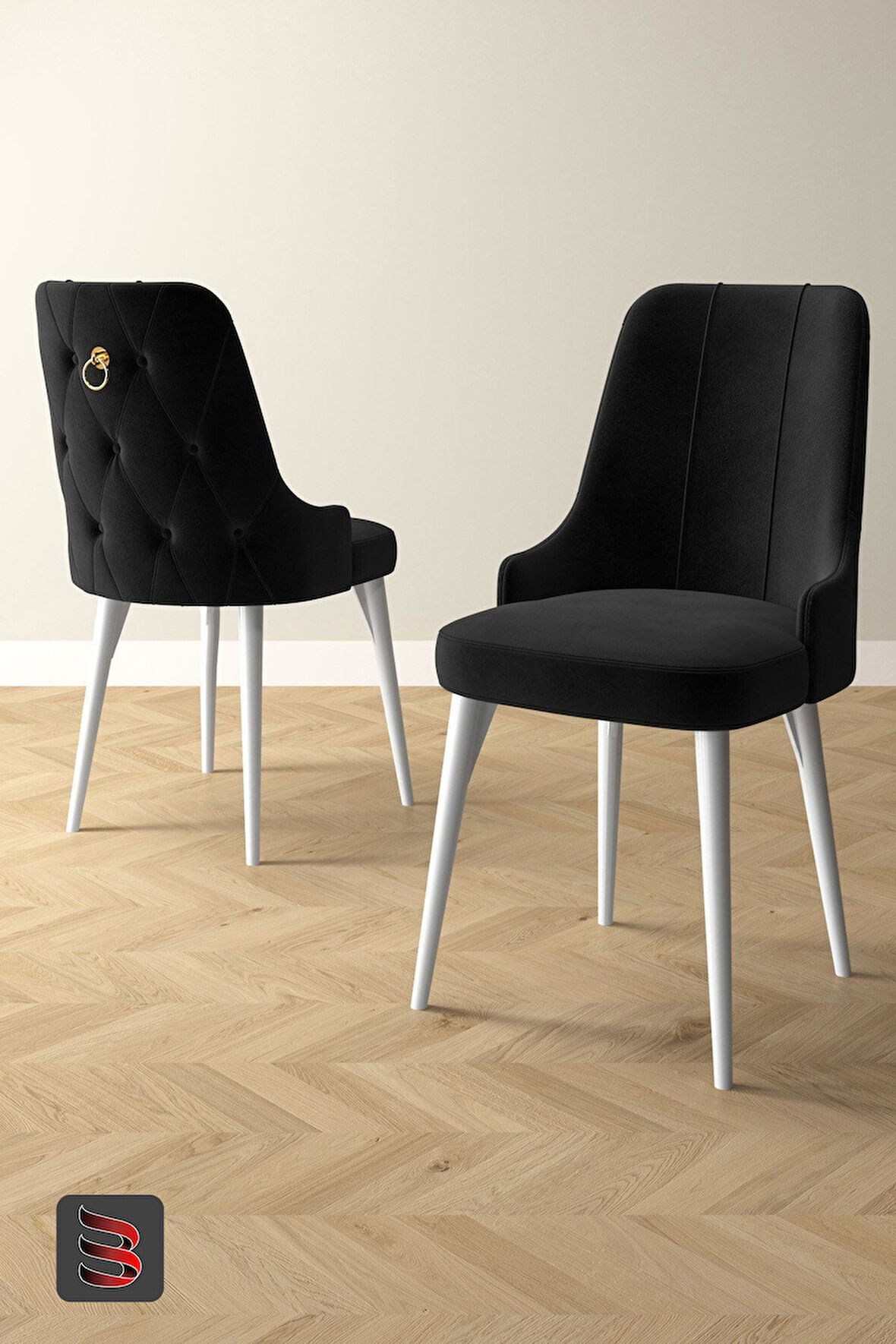 Esa 2 Adet Babyface Kumaş, Beyaz Metal Ayaklı, Mutfak ve Yemek Odası Sandalyesi