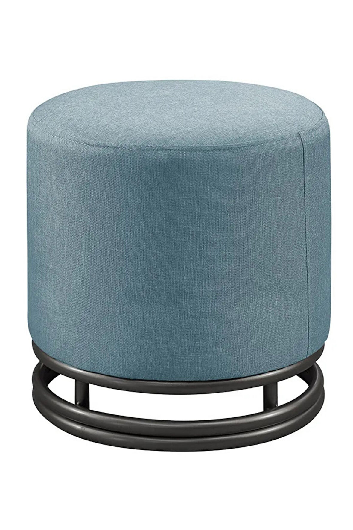 Nuvi Puf Siyah Metal Çerçeveli  Keten Çok Amaçlı Dekoratif Oturak, Makyaj Oturağı,Montajsız Puf Benc