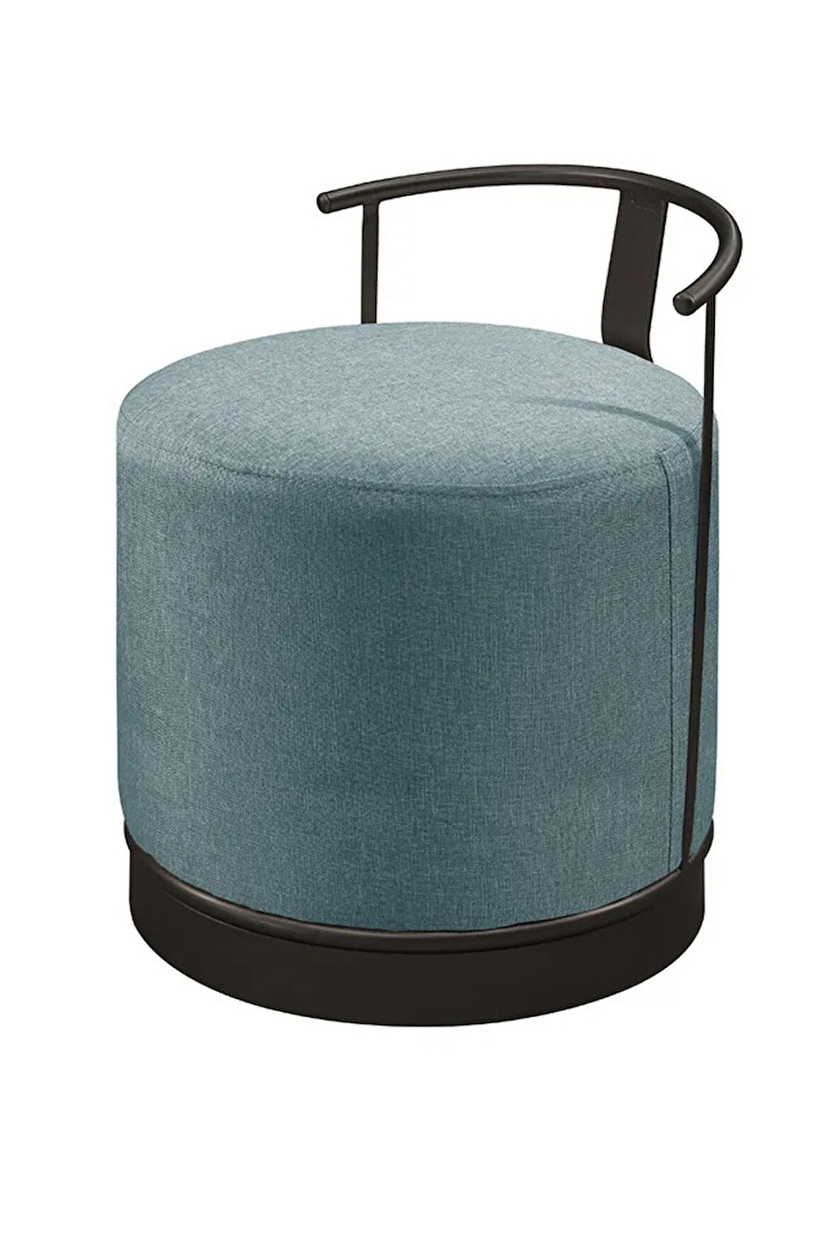 Pufi Puf Siyah Metal Çerçeveli  Keten Çok Amaçlı Dekoratif Oturak, Makyaj Oturağı,Montajsız Puf Benc