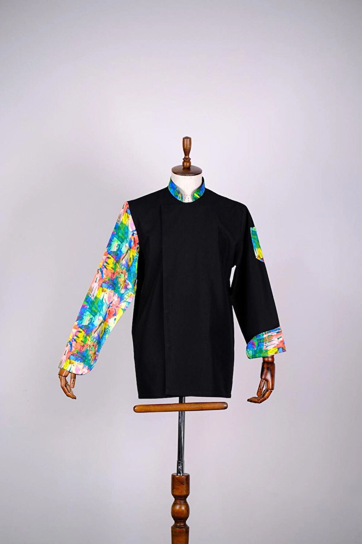 Aşçı Ceketi ithal Kumaş Desenli Unisex Çıtçıtlı Uzun Kollu Chef Aşçı Mutfak Ceketi