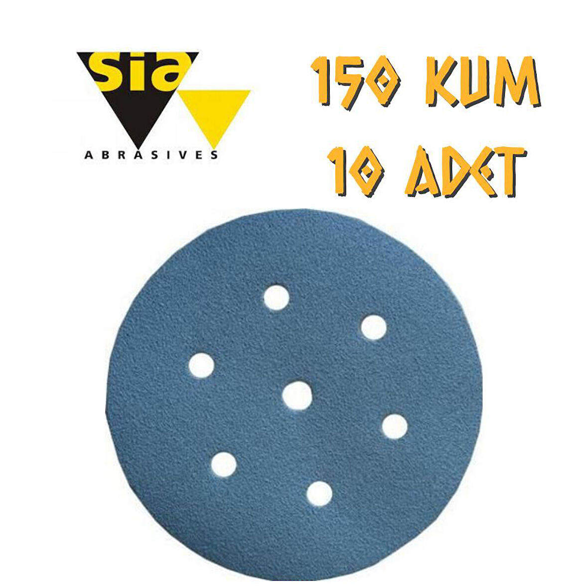 Sia 1949 Hookit 7 Delikli Cırt Zımpara 150 mm - P150 Kum - 10 Adet