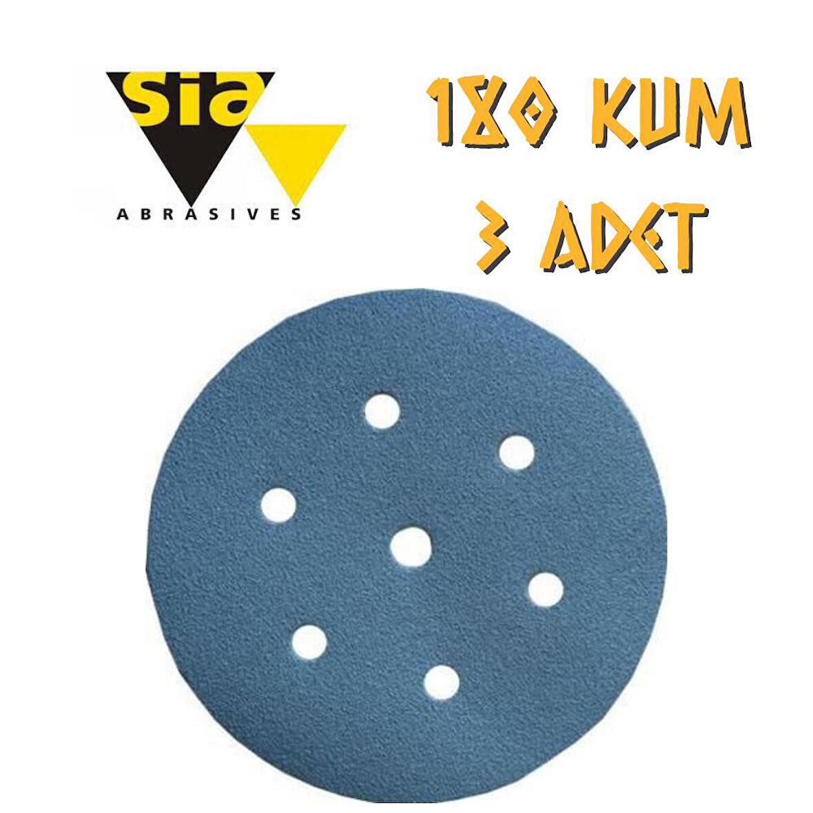 Sia 1949 Hookit 7 Delikli Cırt Zımpara 150 mm - P180 Kum - 3 Adet