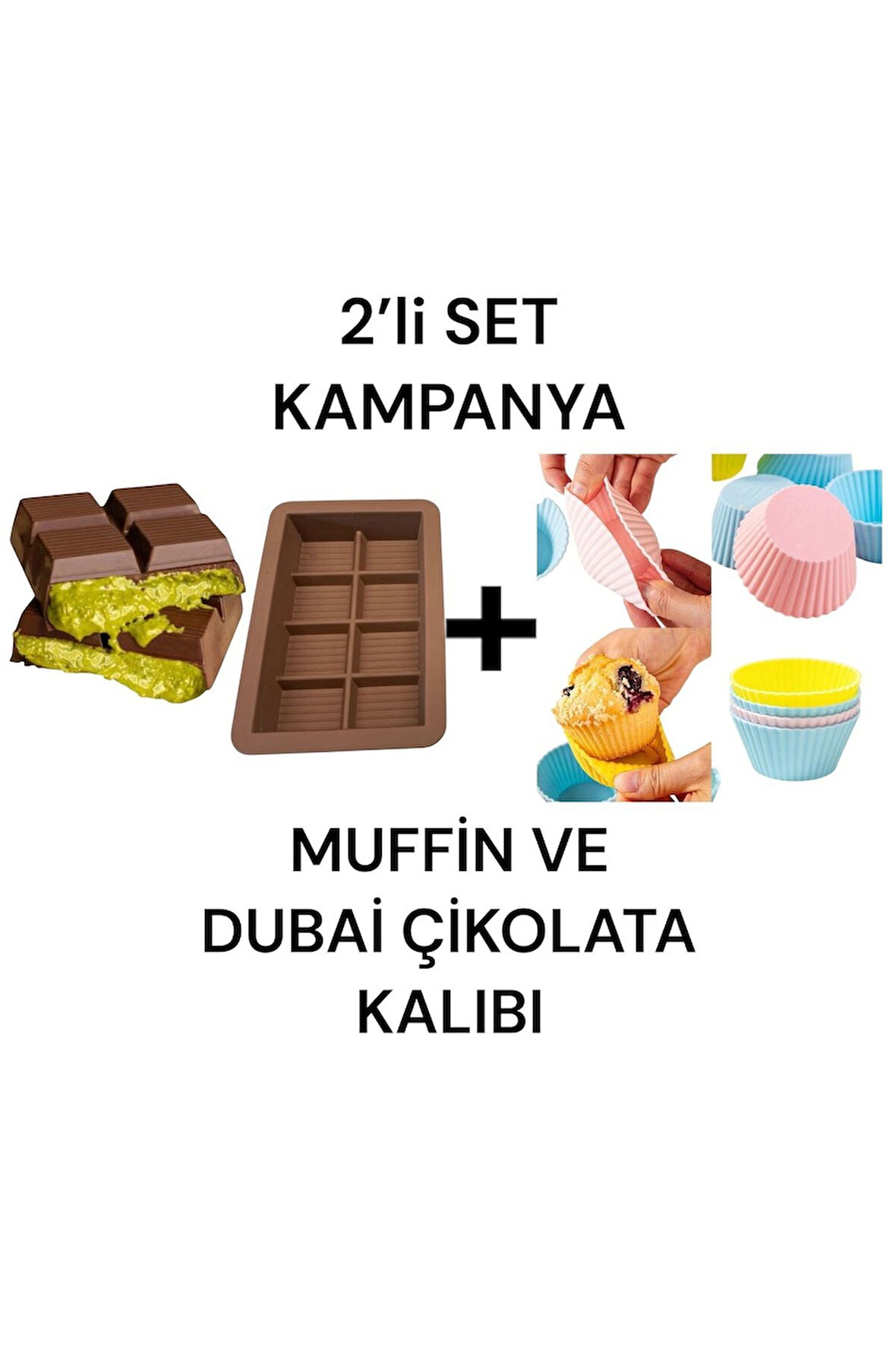 2’Lİ SET MUFFİN VE DUBAİ ÇİKOLATA KALIBI ( 6LI MUFFİN SİLİKON KALIP DUBAİ ÇİKOLATA KALIBI)