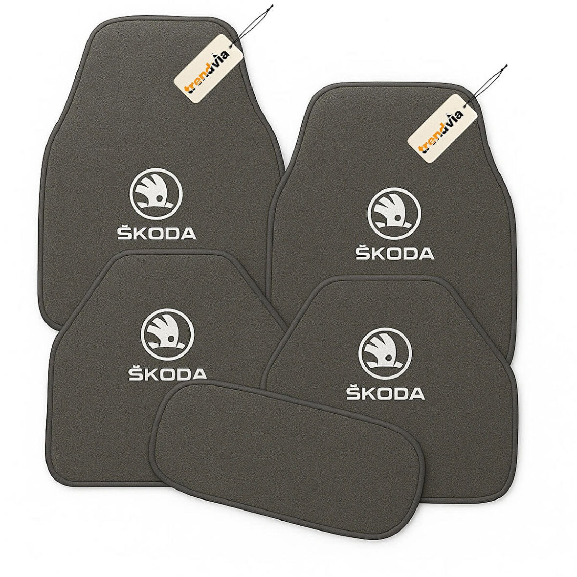 Gri Renk Skoda Halı Paspas Seti – Araca Özel Kesim, Dayanıklı ve Şık Oto Paspas Takımı