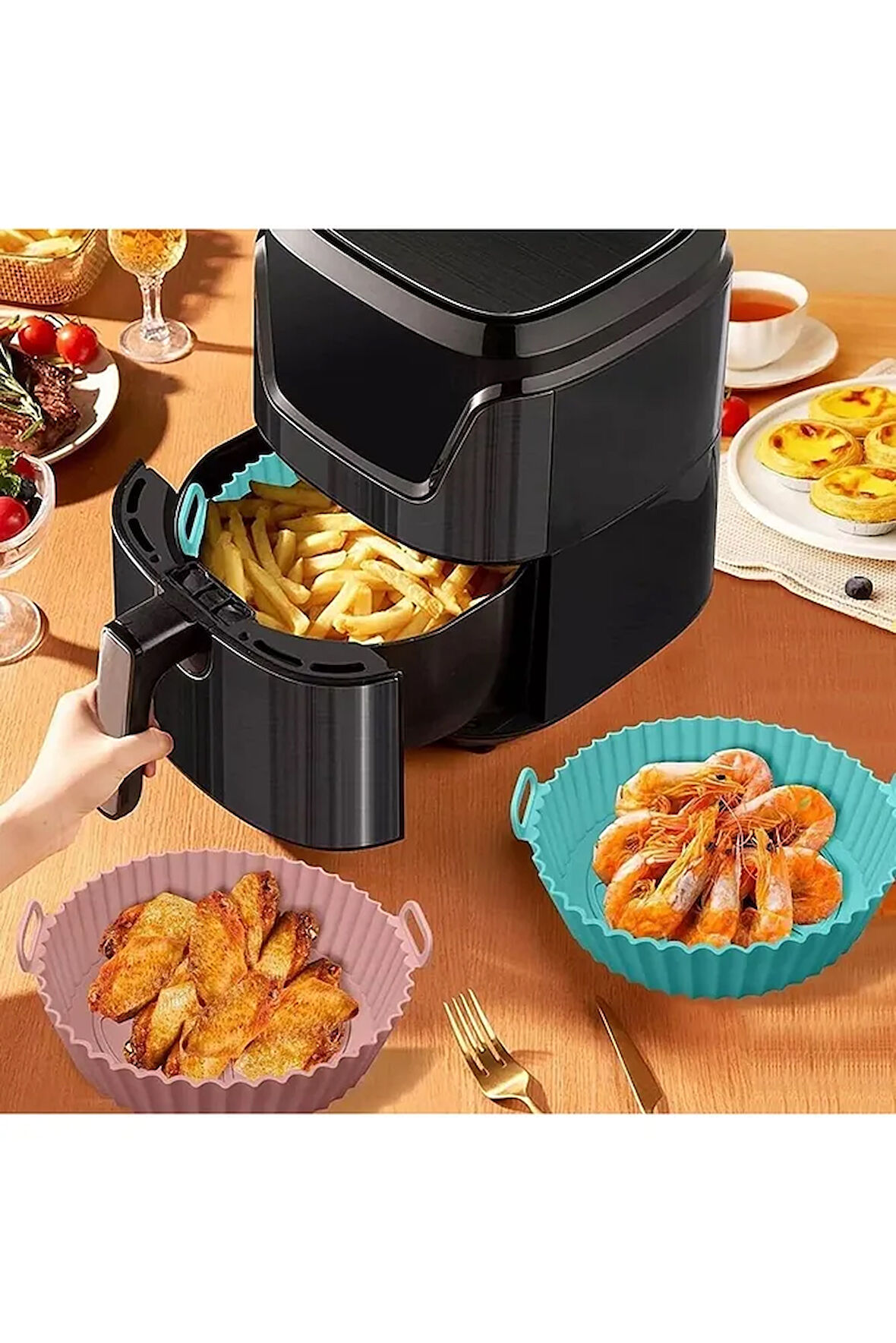 Airfryer Silikon Pişirme Kalıbı, Siyah Renk, Bpa Free