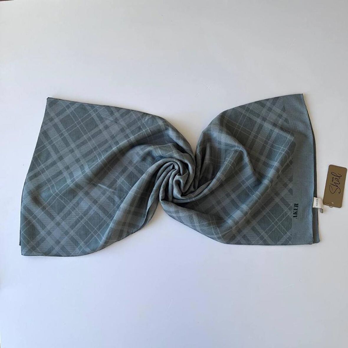 Mint Yeşili Aker  Ekose Şal 953