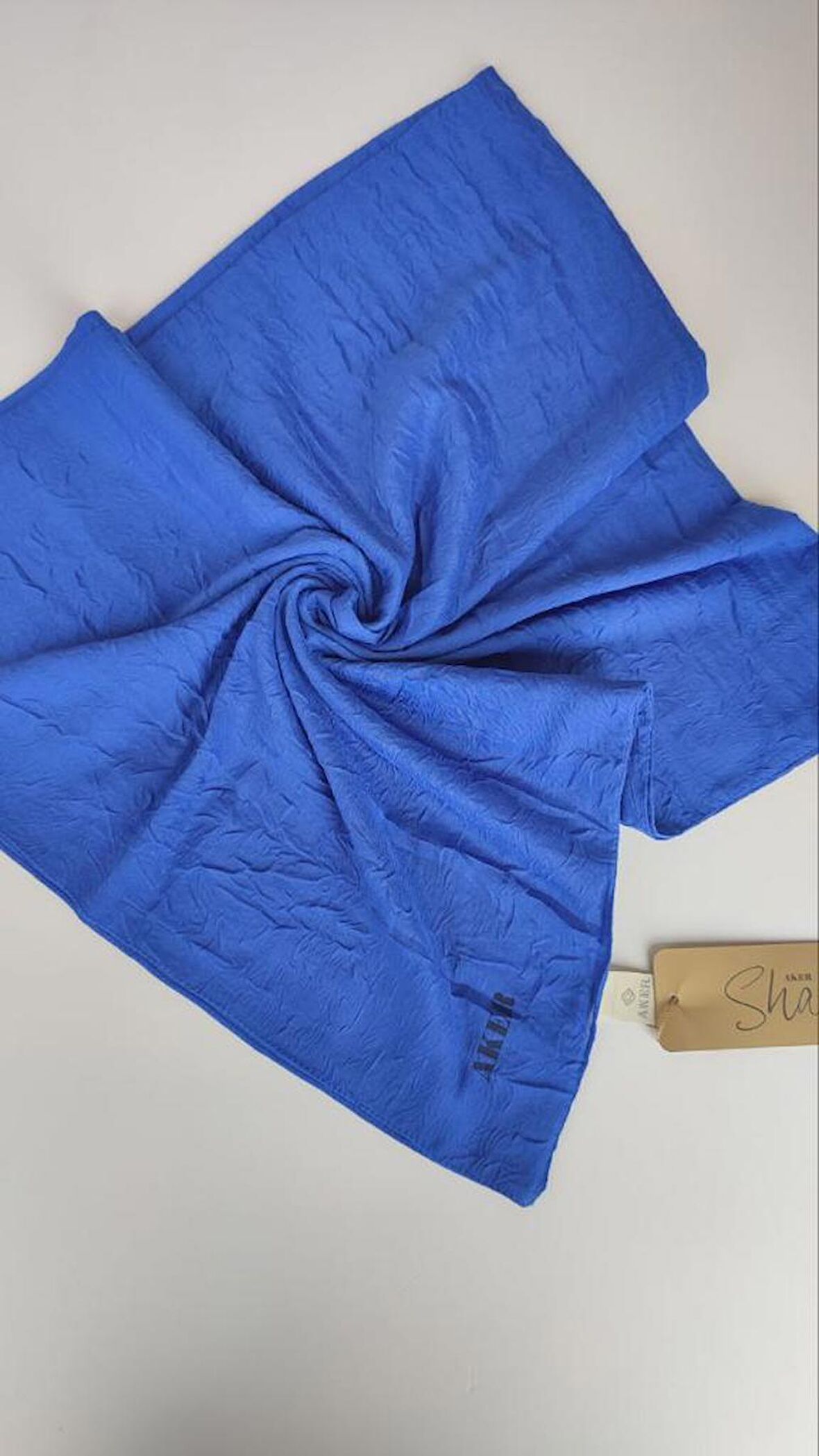 Saks Mavisi Aker Kraş Eşarp