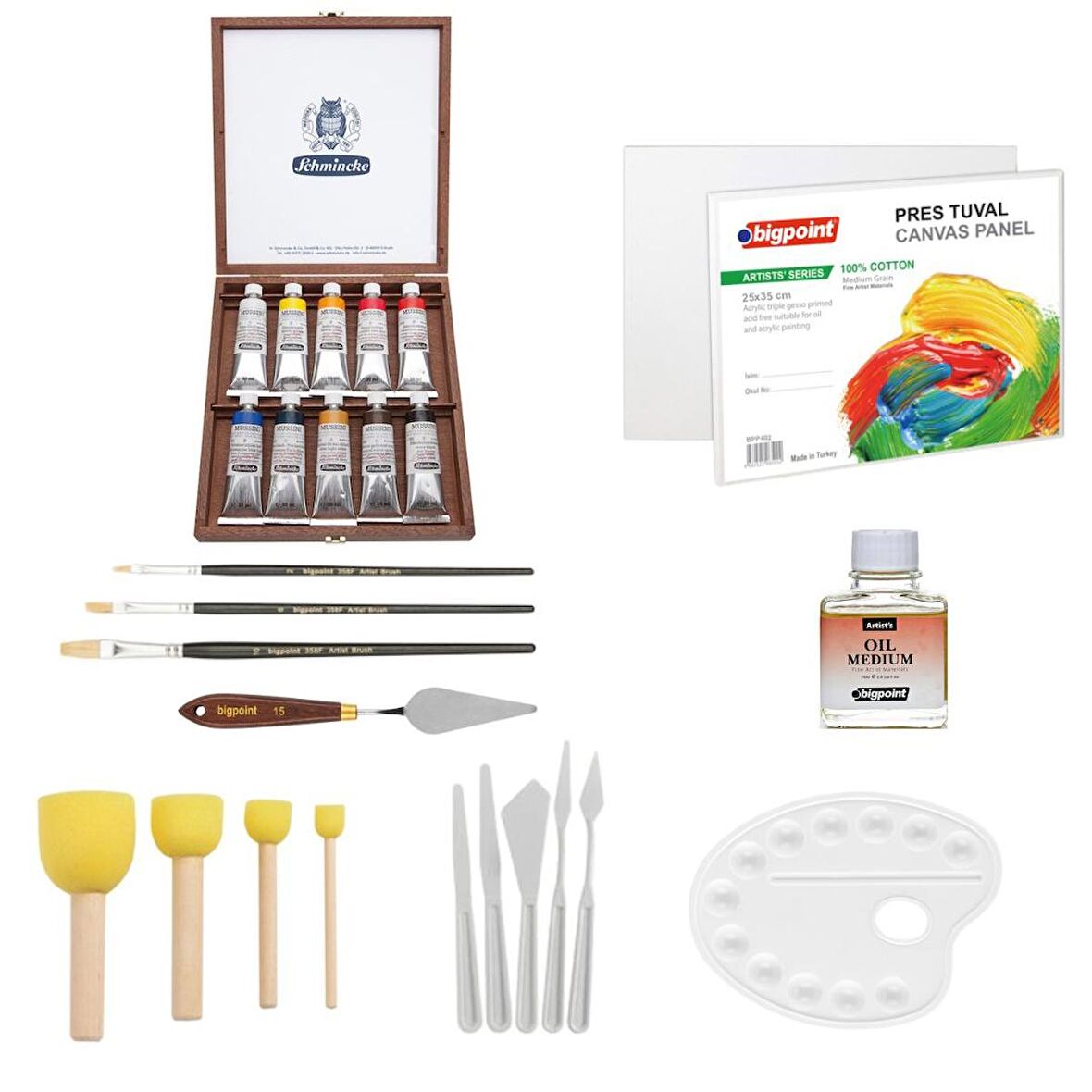 Schmincke Mussini Ahşap Kutu Yağlı Boya Profesyonel Seti 10x35ml