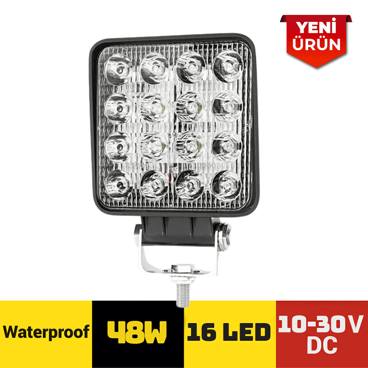 48W 16 Ledli Kare 10-30V Çalışma Lambası 301 0577