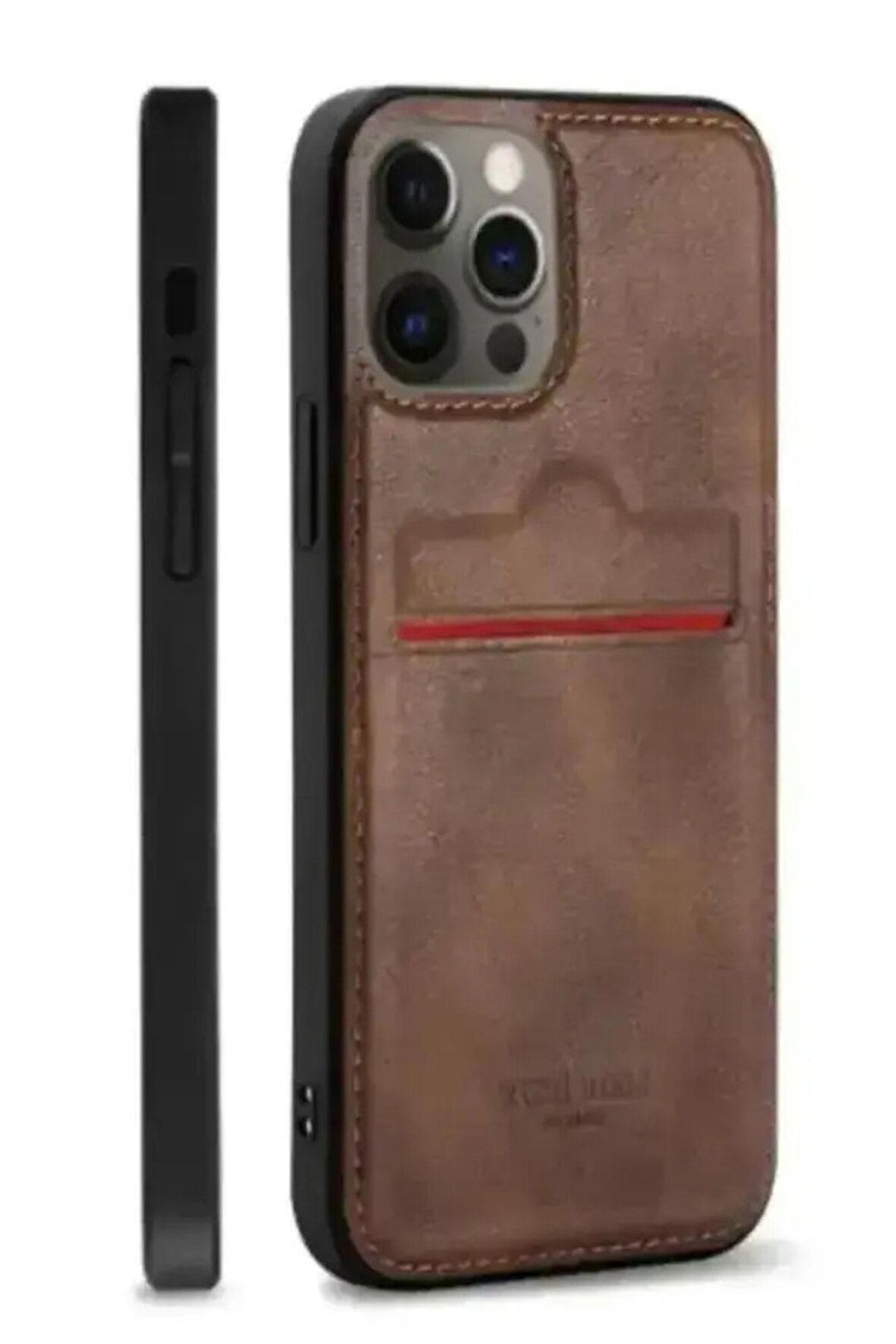 Iphone 14 Pro Uyumlu Kartlıklı Deri Kılıf Kahverengi