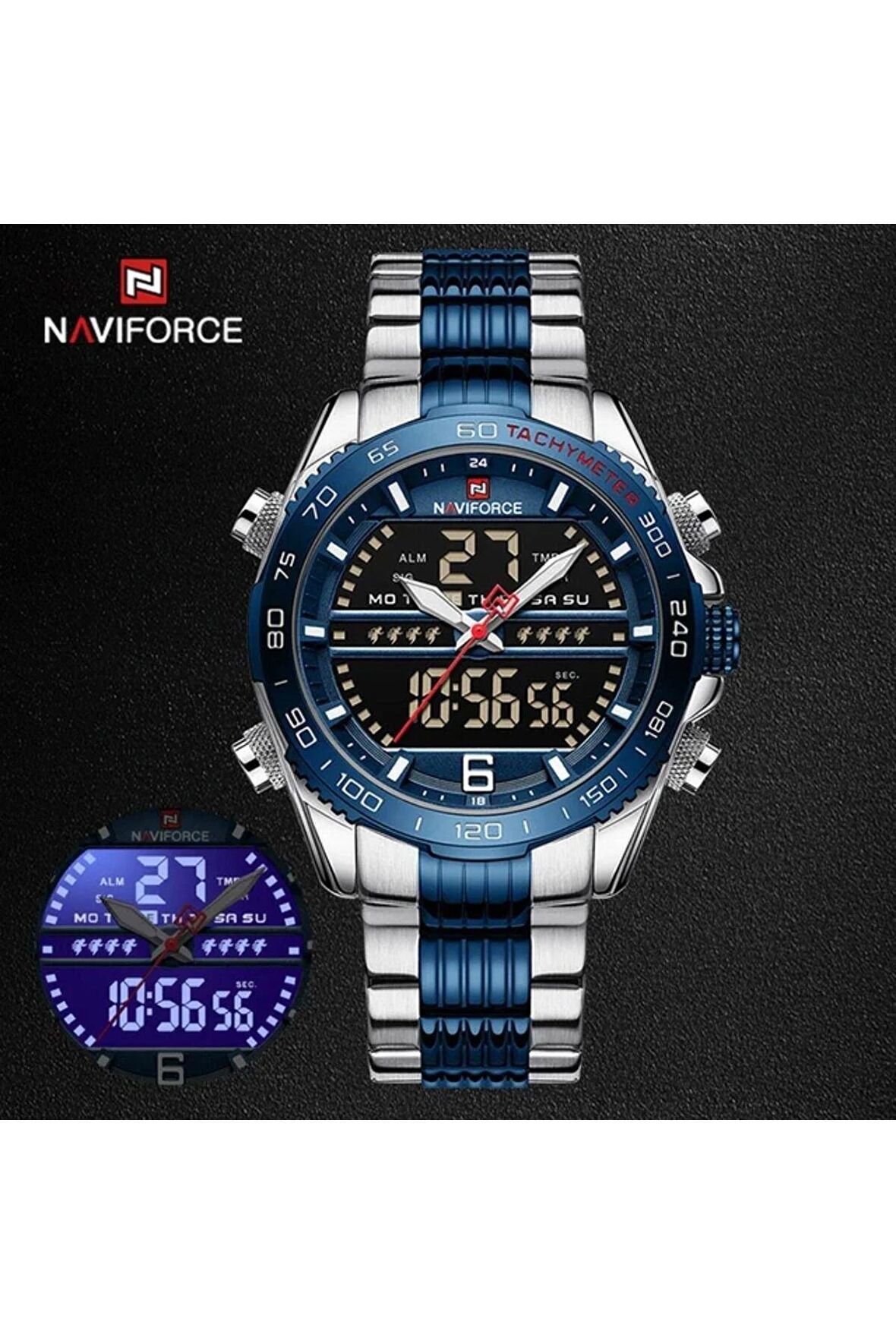 Naviforce Digital Analog Çelik Kayışlı Kol Saati