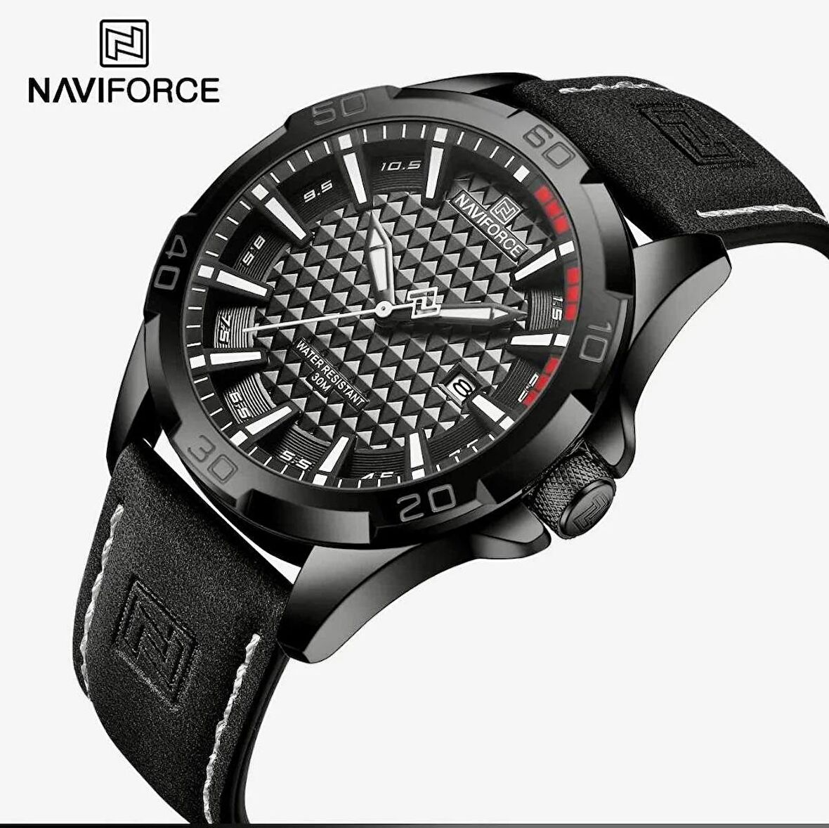 Naviforce Siyah Deri Kayışlı Analog Kol Saati