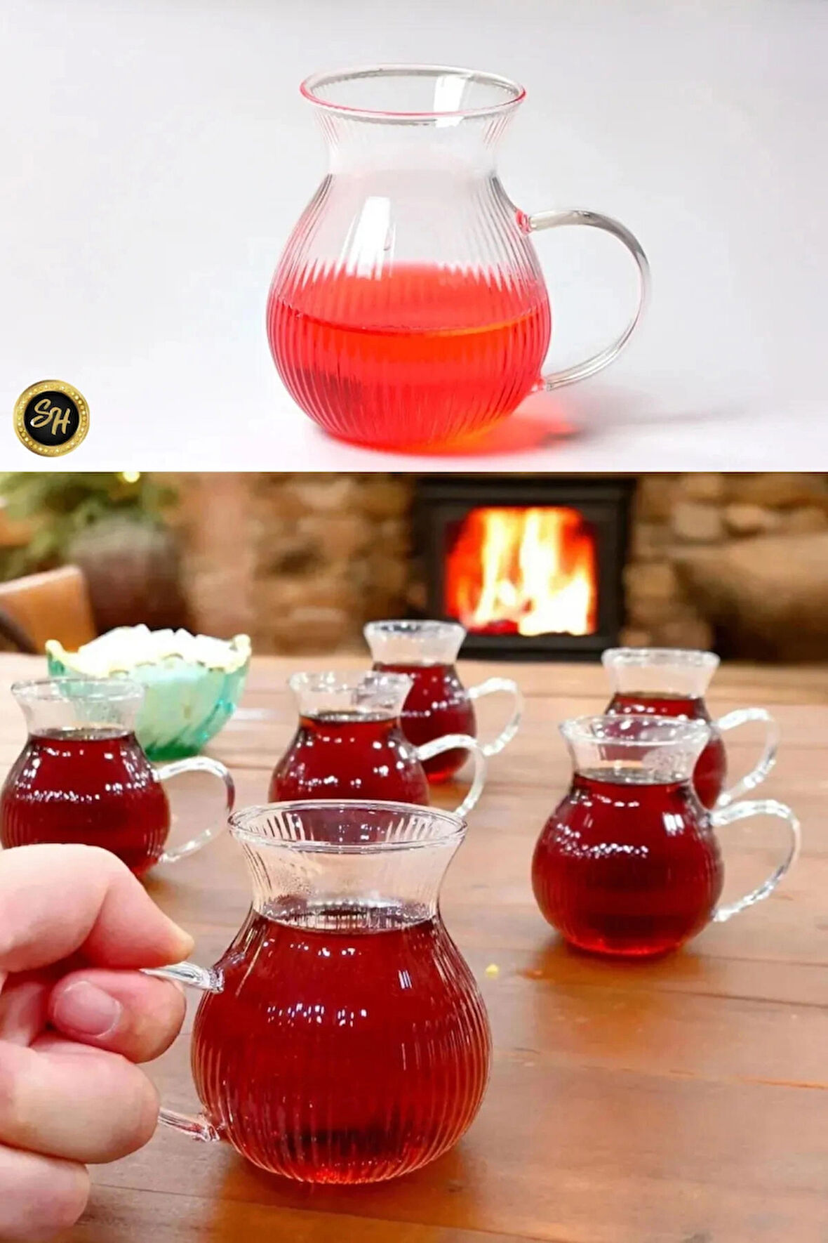 Çizgili Model Tombul Keyfi Ala Borosilikat 6'lı Çay Bardağı Pinterest Bardak