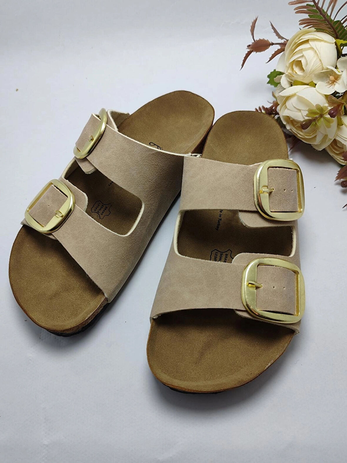 Mantar Taban Birkenstocks Model Arızona Model Çift Tokalı Ortopedik Terlik