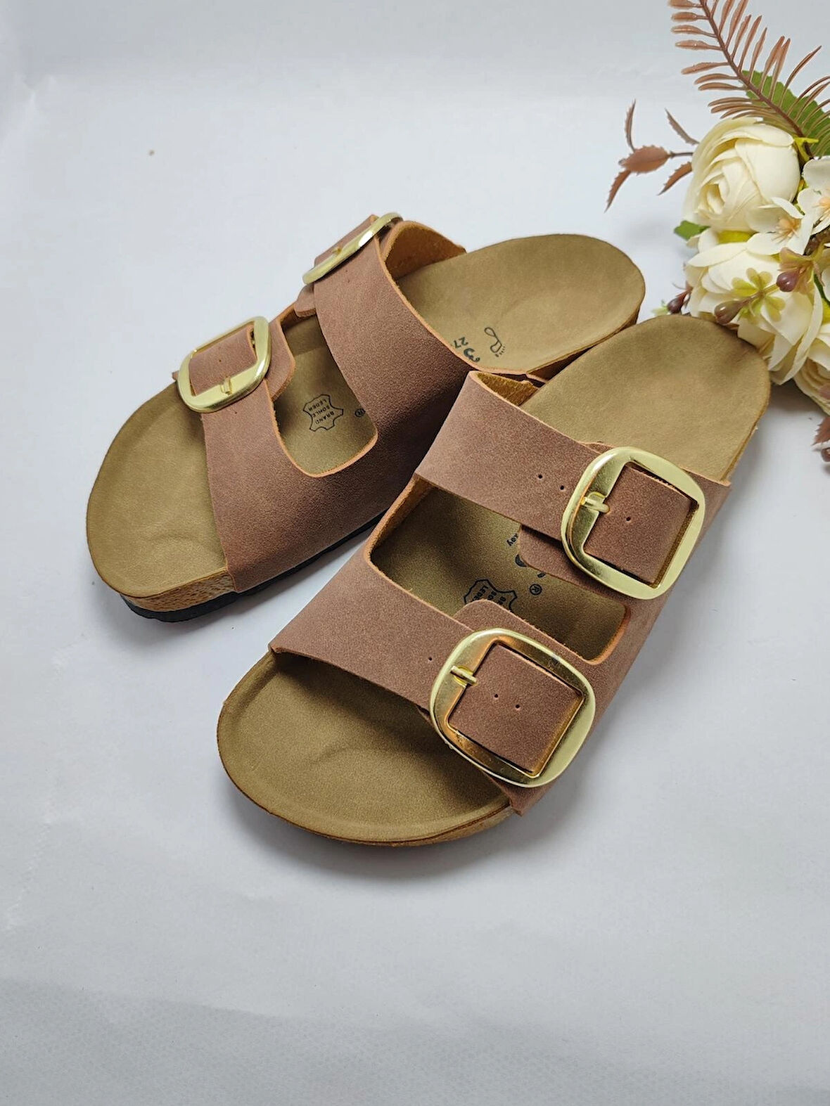 Mantar Taban Birkenstocks Model Arızona Model Çift Tokalı Ortopedik Terlik