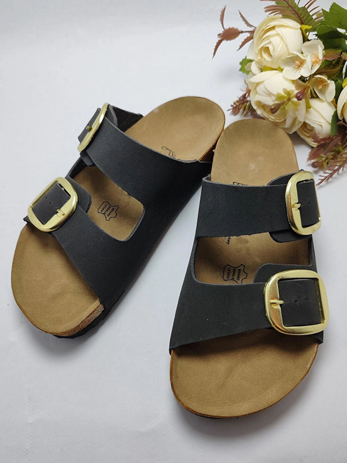 Mantar Taban Birkenstocks Model Arızona Model Çift Tokalı Ortopedik Terlik