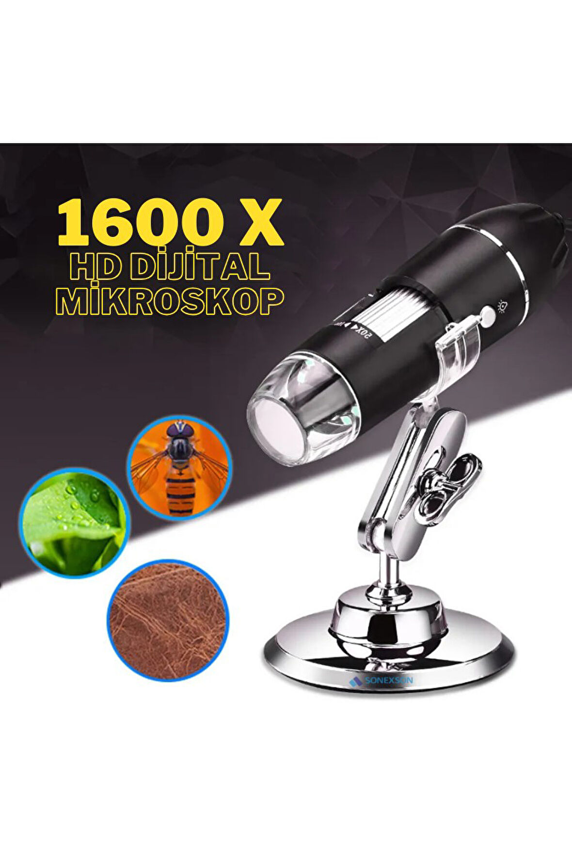 1600X Zoom 2MP USB Dijital Mikroskop – 8 LED Aydınlatmalı Kamera