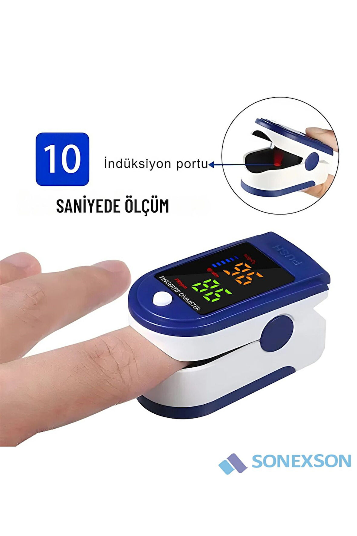 Pulse Oksimetre Parmak Tipi Nabiz Oksijen