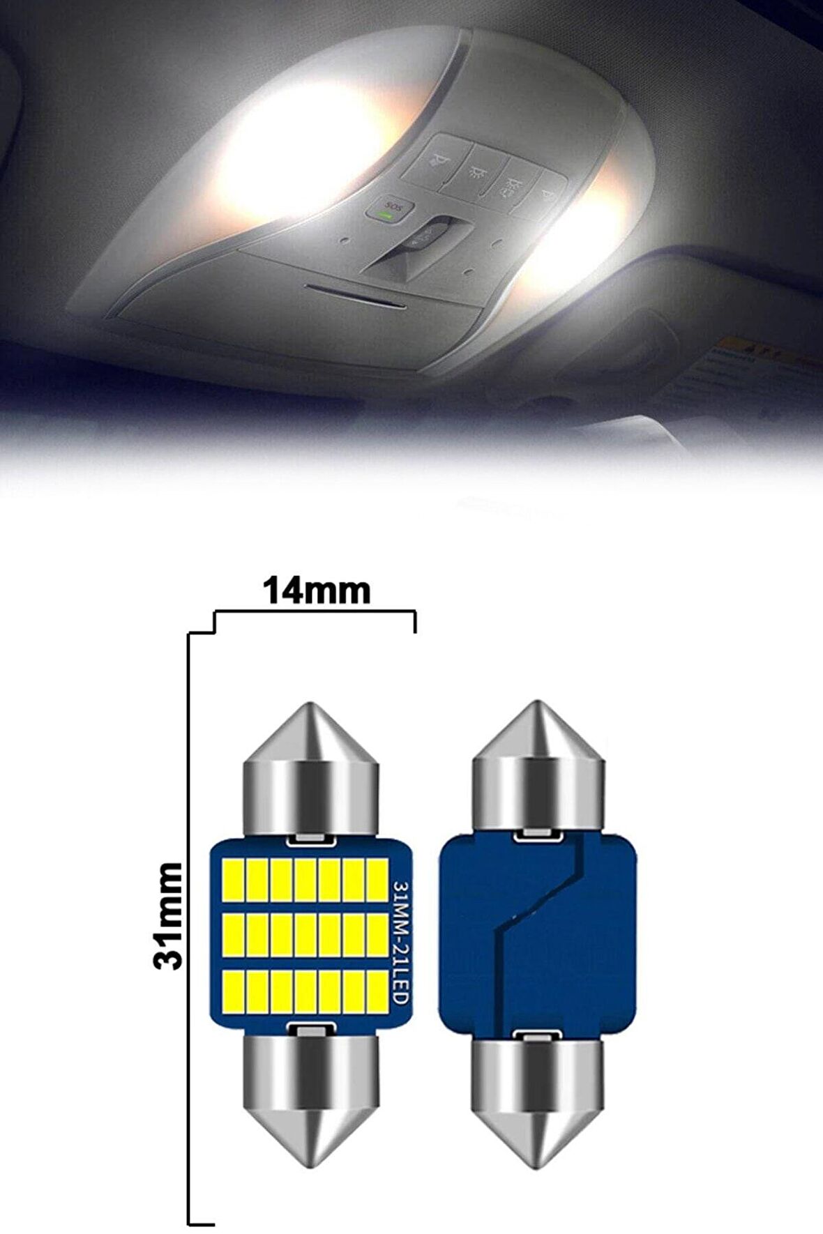 Sofit Led Canbus 31mm Iç Aydınlatma Plaka Lamba T10 21 Led 2 Adet