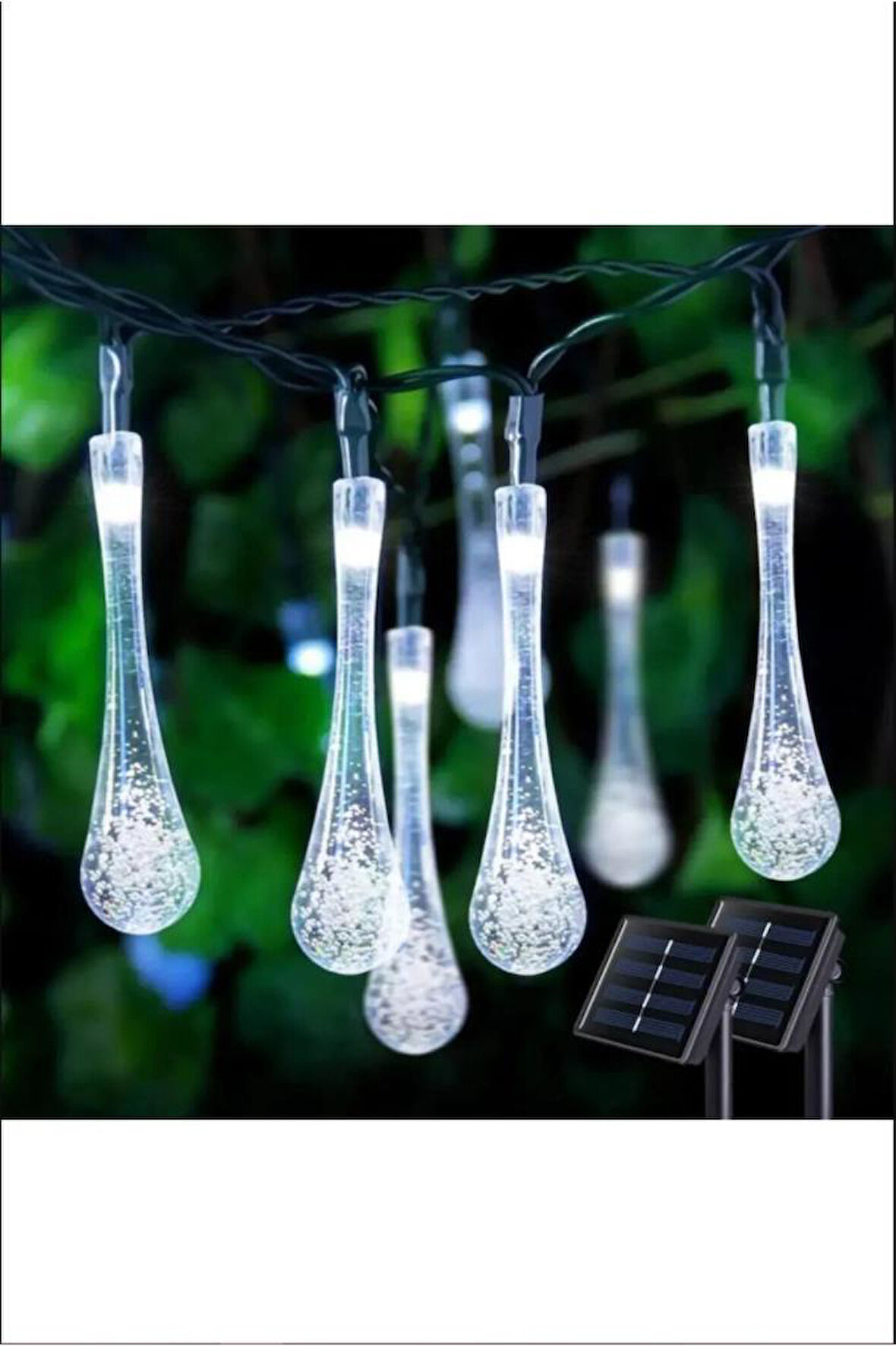 Beyaz Renk 5 Metre 1 Adet Solar Dış Mekan Işıkları Güneş Enerjili Led Işıkları