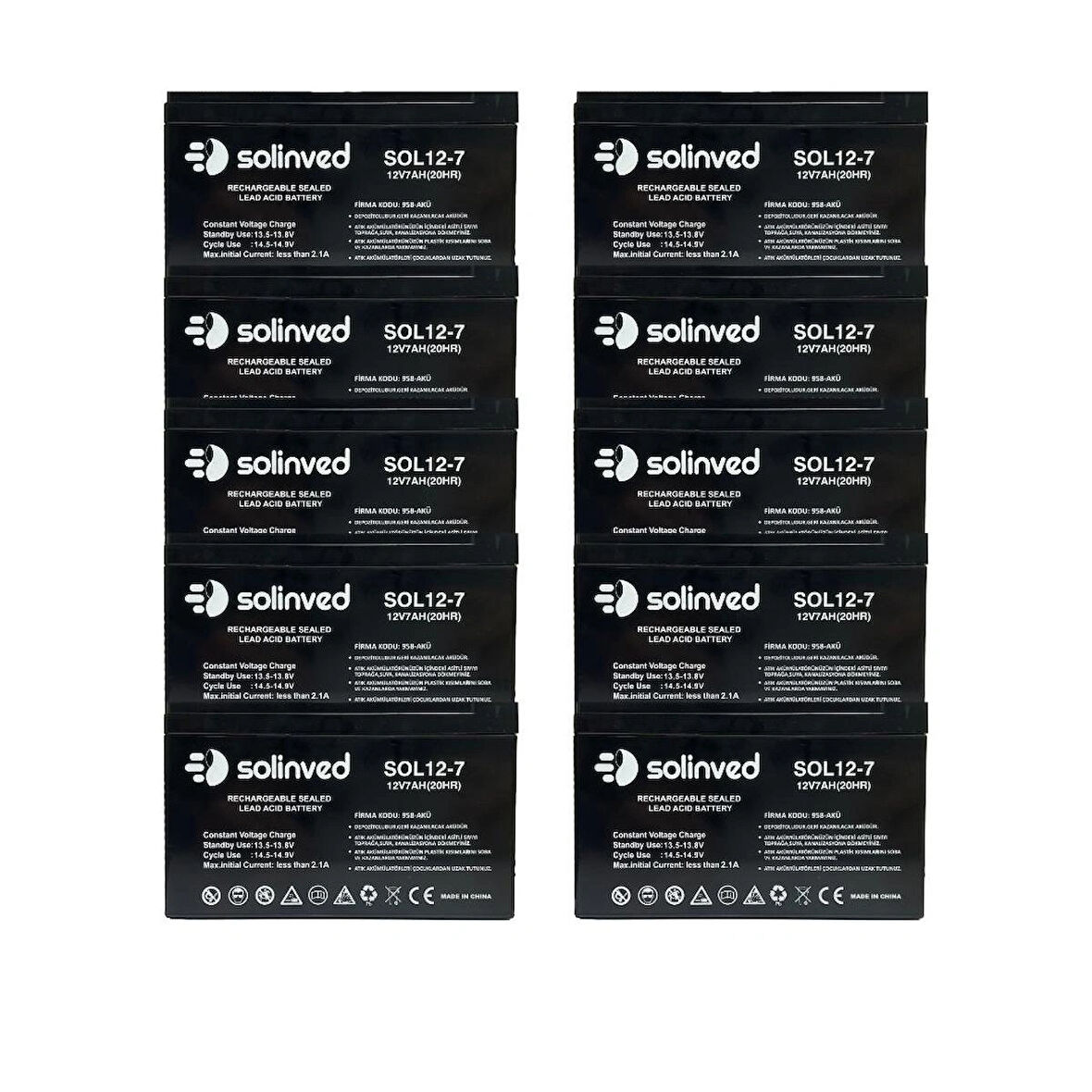 12V 7AH Ups Ve Alarm Aküsü 2 Yıl Garantili (10 ADET)