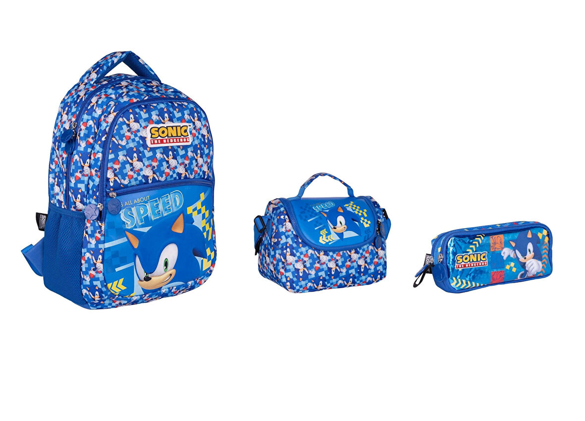 Sonic Okul Çantası ,Beslenme Çantası ve Kalem Kutu
