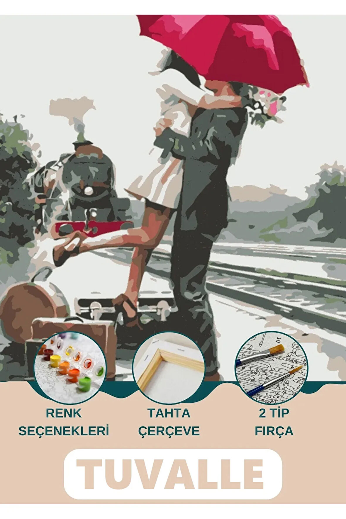 Sonunda Sana Kavuştum Sayılarla Boyama Seti, Hobi Seti, 40X50 Tablo, Fırça Boya Asma Aparatı Dahil