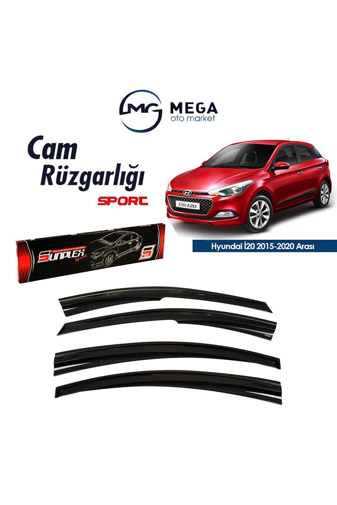 Hyundai I20 2015-2020 Arası Mugen Tip Cam Rüzgarlık Sunplex