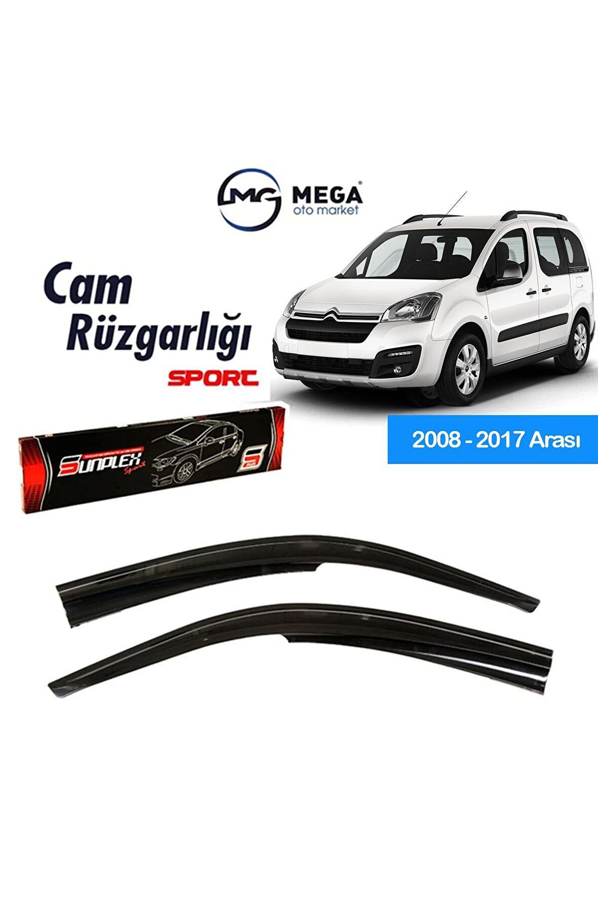 Citroen Berlingo 2008-2017 Arası Mugen Tip Cam Rüzgarlık Sunplex