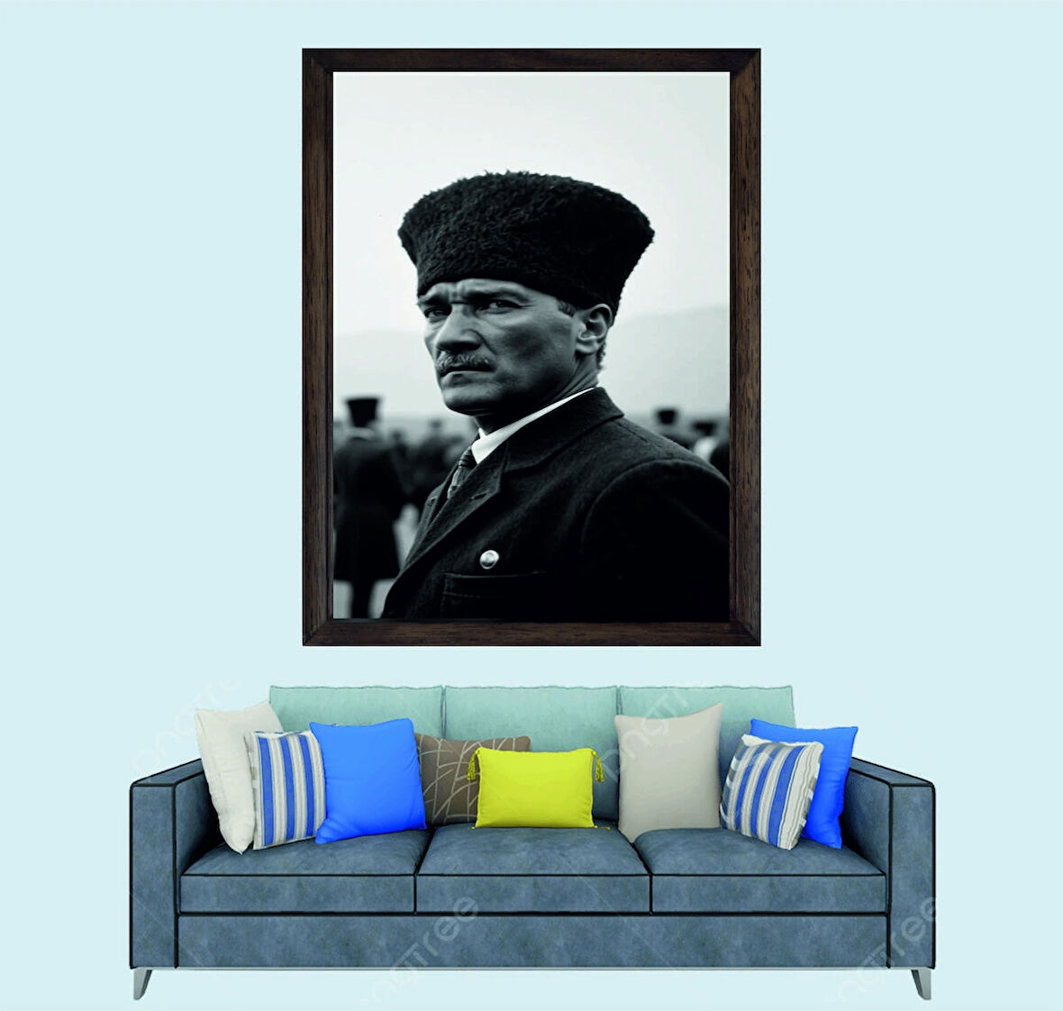 Türkçü, Mustafa Kemal Atatürk , Türk, Çerçeveli Cam Duvar Tablosu 30x45 Cm SP11