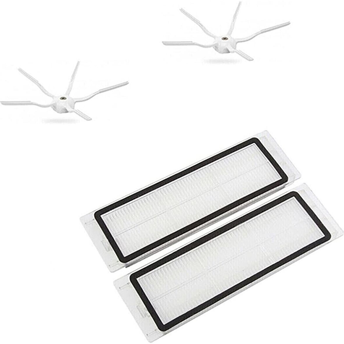 srfn ticaret Xiaomi Roborock S5 S5 Max S6 S6 Pure Yeni Nesil Hepa Filtre 5 Kollu Yan Fırça Seti - 5 Parça Beyaz