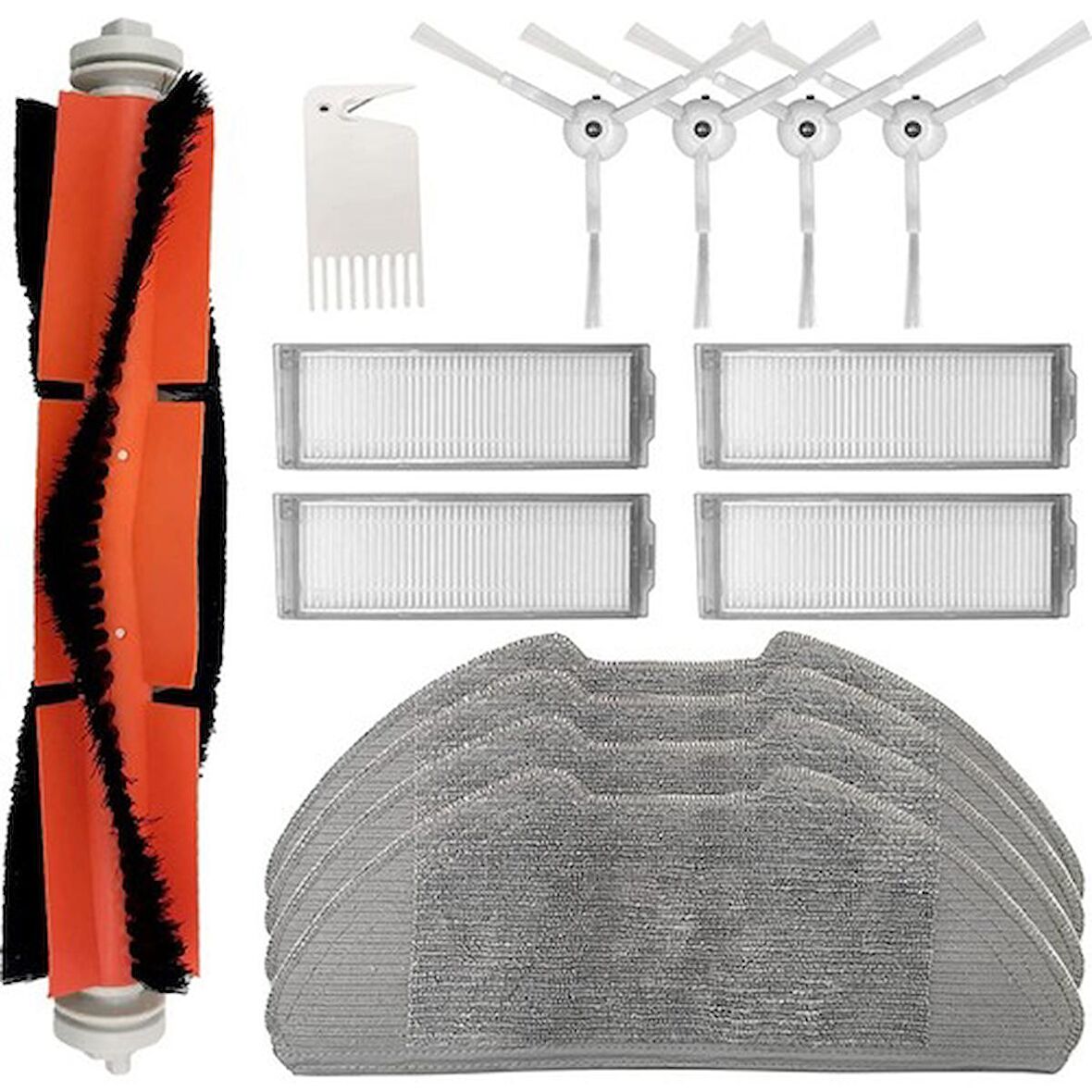 srfn ticaret Xiaomi Mop 2 Pro (Beyaz) MJST1SHW UYUMLU Yedek Fırça Filtre Mop Seti-14 Parça