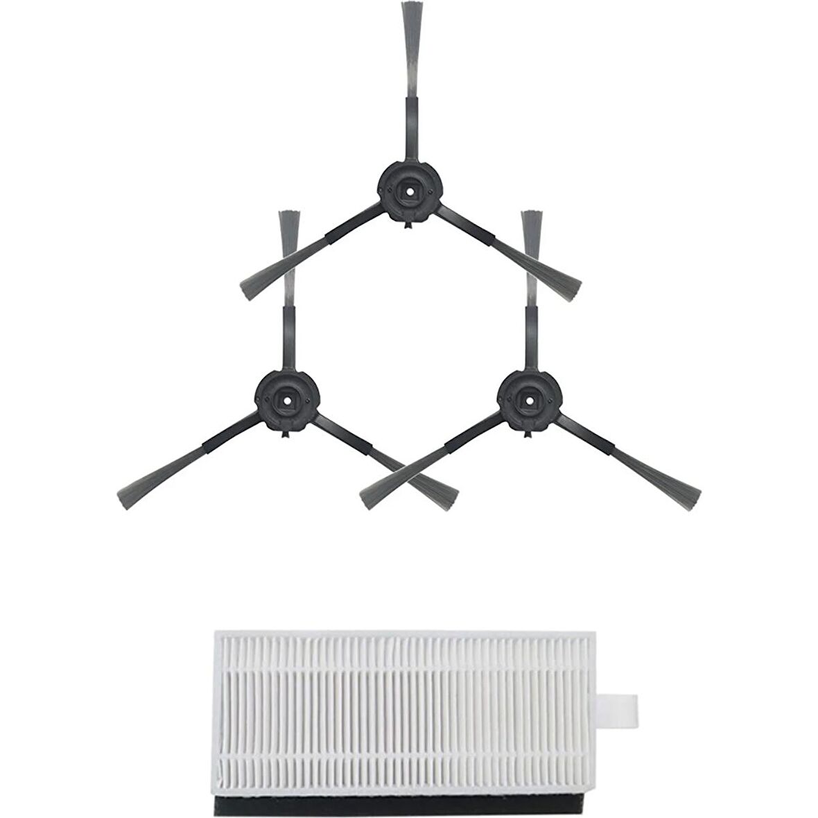 srfn ticaret Viomi S9 Uv Robot Süpürge 3 Yan Fırça - 1 Hepa Filtre Yedek Parça Seti